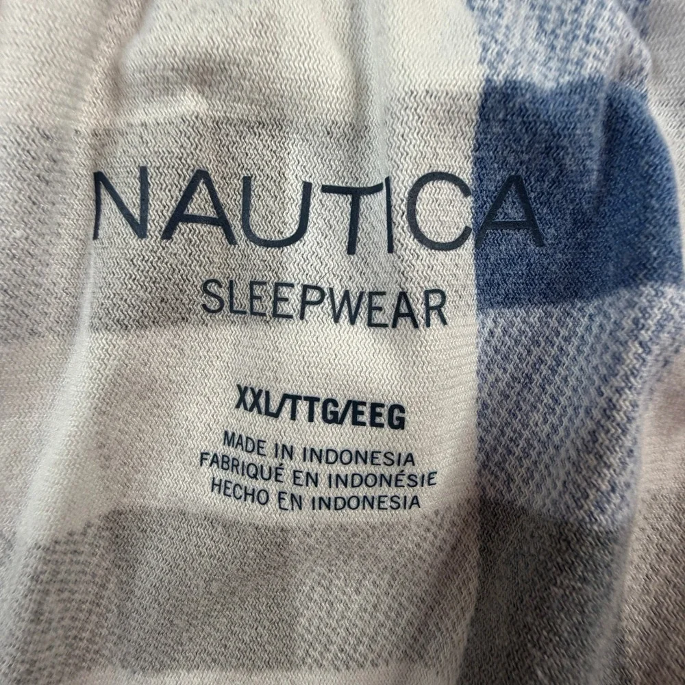 NWT Nautica Mens Plaid‎ Pajama Pants XXL Sail White Red Blue Fleece Sleepwear